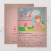  sprookjesprinses, Girl Birthday Party Kaart (Voorkant / Achterkant)