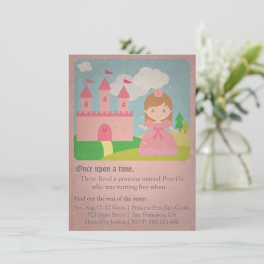  sprookjesprinses, Girl Birthday Party Kaart (Staand voorkant)