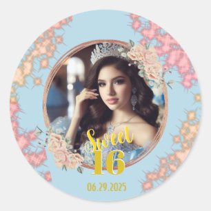 Sprookjesprinses Glitter Sweet Sixteen Ronde Sticker