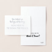 Sprookjesprinses Grappig Bruidsmeisje Voorstel Folie Kaarten (Display)