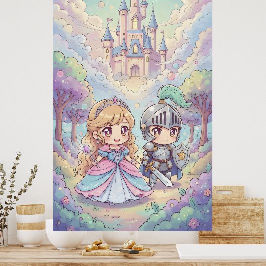 Sprookjesprinses Knight Magic Castle Forest Poster (Keuken)