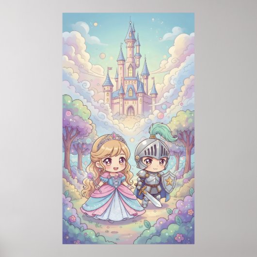 Sprookjesprinses Knight Magic Castle Forest Poster (Voorkant)