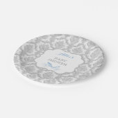 Sprookjesprinses koets blauw damast sprookje papieren bordje (Gekanteld)