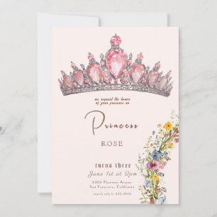 Sprookjesprinses Kroon Roze & Gouden Verjaardag Kaart