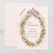 Sprookjesprinses Kroon Roze & Gouden Verjaardag Kaart (Voorkant / Achterkant)