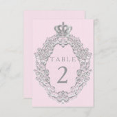 Sprookjesprinses Kroon Roze Tafel Nummerkaart Kaart (Voorkant / Achterkant)