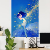 Sprookjesprinses Minimaal Stijl Print  (Thuiskantoor)