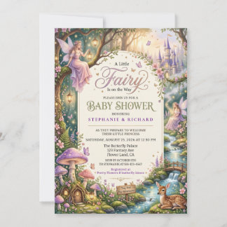 Sprookjesprinses Roze Sering Fantasie Baby Borrel Kaart