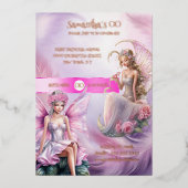 Sprookjesprinses roze sprookjesachtige waterverf m folie uitnodiging (Voorkant)