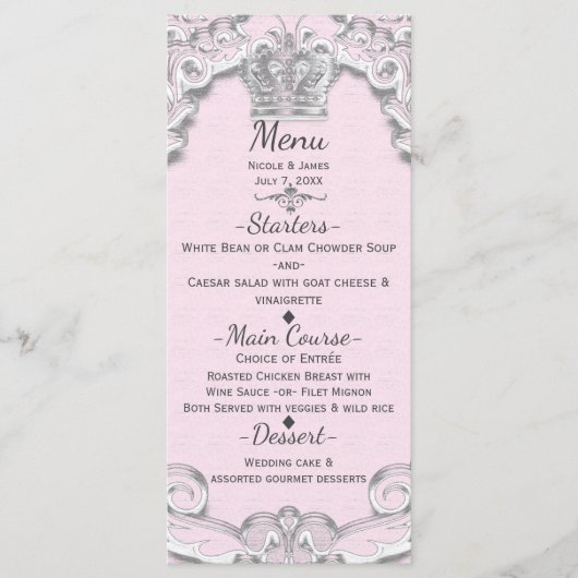 Sprookjesprinses Roze Vintage Sprookje Menu (Voorkant)