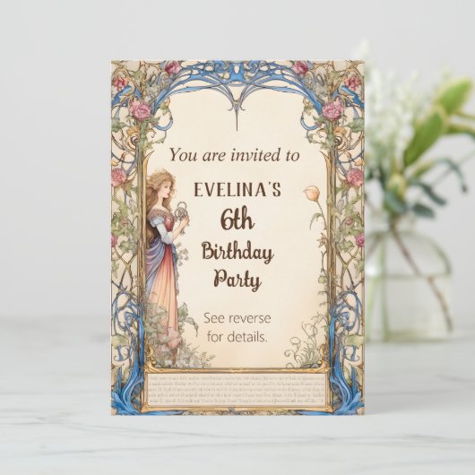 Sprookjesprinses Verjaardag Uitnodigen Save The Date (Staand voorkant)