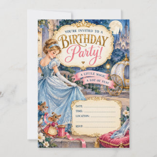 Sprookjesprinses Verjaardagsfeest Uitnodiging