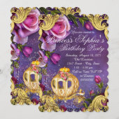 Sprookjesprinses verjaardagsfeestje kaart (Voorkant / Achterkant)