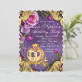 Sprookjesprinses verjaardagsfeestje kaart (Staand voorkant)