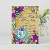 Sprookjesprinses verjaardagsfeestje kaart (Staand voorkant)