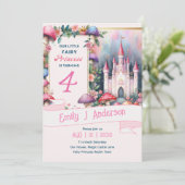 Sprookjesprinses verjaardagsfeestje roze Fairycore Kaart (Staand voorkant)