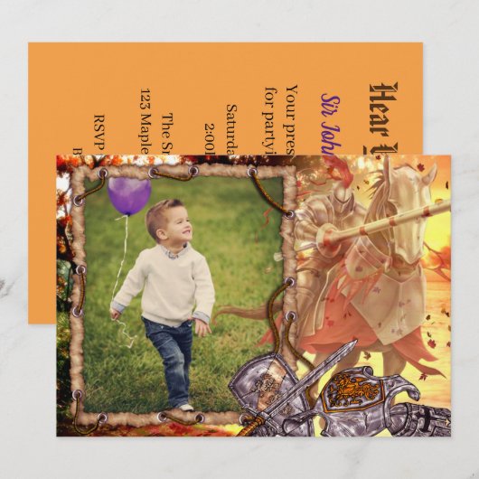 Sprookjesridder op paardenfoto verjaardag kaart (Voorkant / Achterkant)