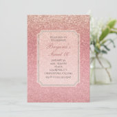 Sprookjesroze Glitter Sweet 16 Feest Uitnodigingen (Staand voorkant)