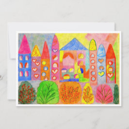 Sprookjesstad met een vleugje fantasie bedankkaart