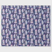 Sprookjesstapel blauwe boeken cadeaupapier (Vlak)