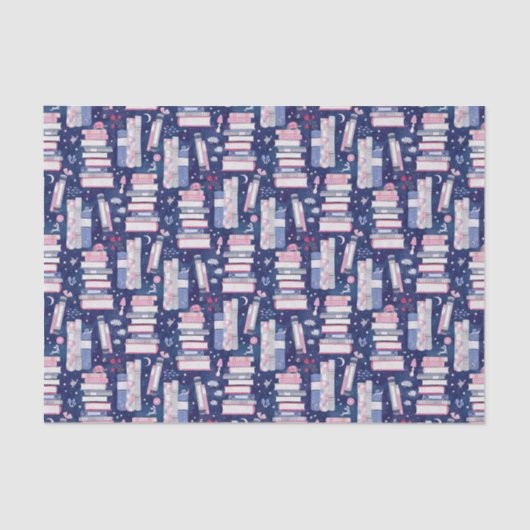 Sprookjesstapel blauwe boeken tissuepapier (Voorkant)