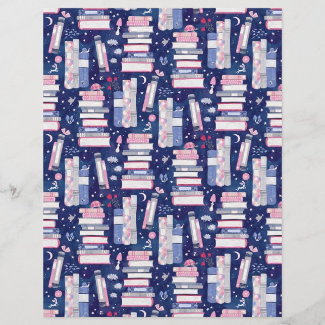 Sprookjesstapel boeken Blue Scrapbook Paper (Voorkant)
