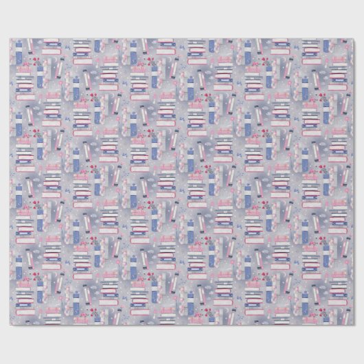 Sprookjesstapel grijze boeken cadeaupapier (Vlak)