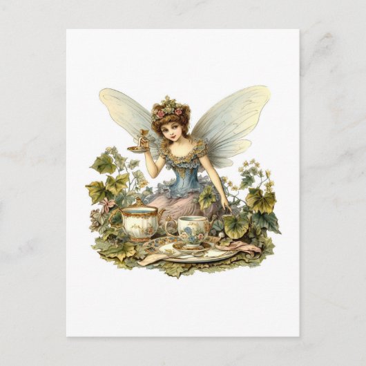 Sprookjestheepartij vintage briefkaart (Voorkant)