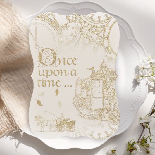 Sprookjesthema Kaste Koets Goud Glitter Kaart
