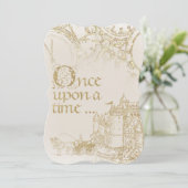 Sprookjesthema Kaste Koets Goud Glitter Kaart (Staand voorkant)