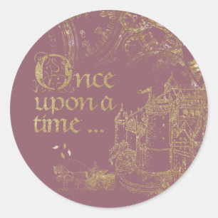 Sprookjesthema Kaste Koets Goud op Blush Ronde Sticker