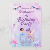 Sprookjesthema schattige moderne pastel 4e verjaar kaart (Voorkant / Achterkant)