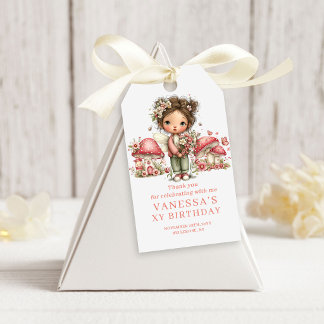 Sprookjestuin 7e verjaardag Cadeaubon met bloemen  Cadeaulabel