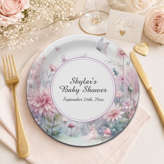 Sprookjestuin Baby Shower Papieren Bordje