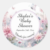 Sprookjestuin Baby Shower Ronde Sticker (Voorkant)