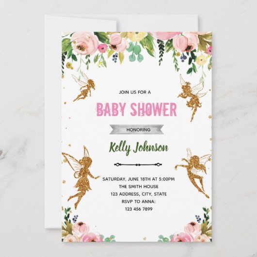 Sprookjestuin babyshower thema uitnodiging (Voorkant)