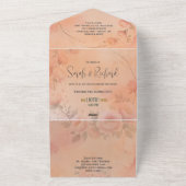 Sprookjestuin Bruiloft Roze Roos All In One Uitnodiging (Buitenkant)