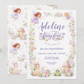 Sprookjestuin Eerste Verjaardagsuitnodiging Kaart (Voorkant / Achterkant)