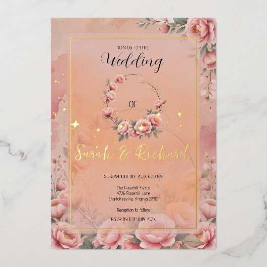 Sprookjestuin Glitter Bruiloft Uitnodiging (Voorkant)