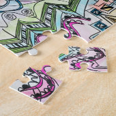 Sprookjestuin - Met de hand geschilderde abstracte Legpuzzel (Zijkant)