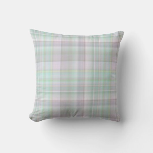 Sprookjestuin pastel roze en mint geruit kussen (Voorkant)