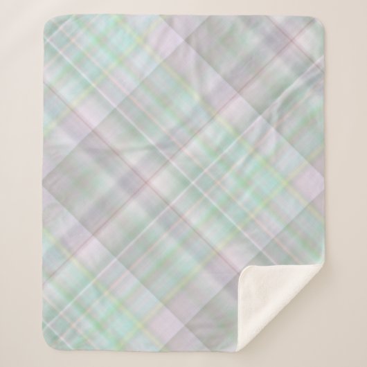 Sprookjestuin pastel roze en mint geruit sherpa deken (Voorkant)