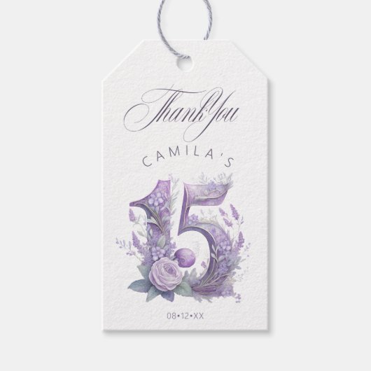 Sprookjestuin Quinceanera Lavendel/Lilac ID1030 Cadeaulabel (Voorkant)