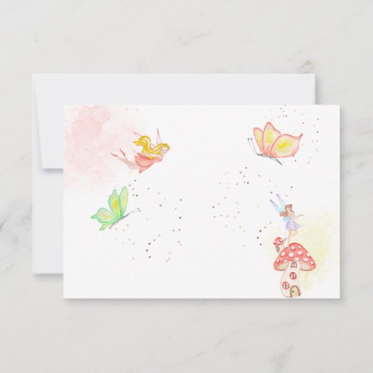 Sprookjestuin waterverf kinderverjaardag bedankkaart (Achterkant)