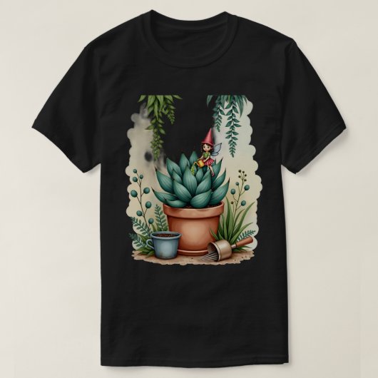 Sprookjestuinman Succulente Plant Ouder Botanische T-shirt (Design voorkant)