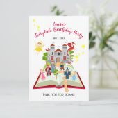 Sprookjesverhalen Meisje Verjaardagsfeest Bedankkaart (Staand voorkant)