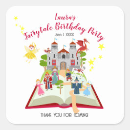 Sprookjesverhalen Meisje Verjaardagsfeest Vierkante Sticker
