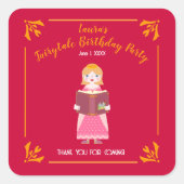 Sprookjesverhalen Meisje Verjaardagsfeest Vierkante Sticker (Voorkant)