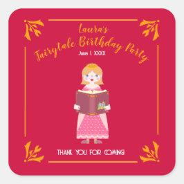 Sprookjesverhalen Meisje Verjaardagsfeest Vierkante Sticker