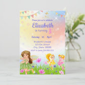 Sprookjesverjaardag grillige prinses meisje kaart (Staand voorkant)